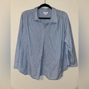 J. Jill 100% Cotton Light Blue Casual Button-Down Shirt size petite XL